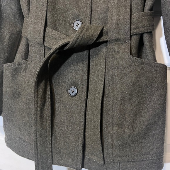 J. Crew Wool Blend Belted Coat in Dark Olive,‎ Women's Size Large - Picture 4 of 11